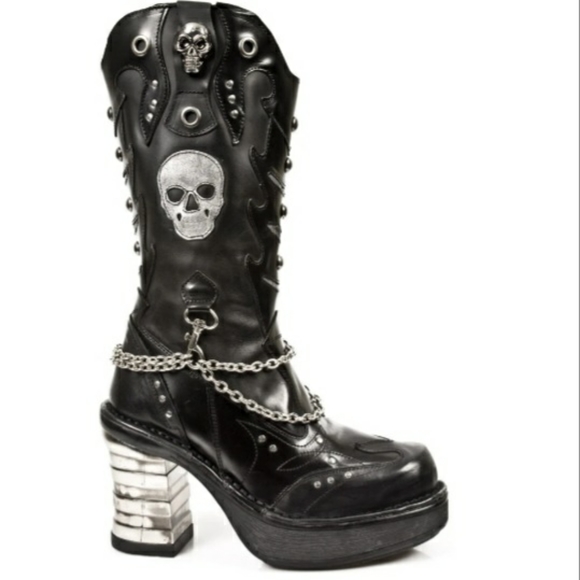 NEW ROCK Black Skull M.8304-S1 BOOTS - Picture 2 of 6